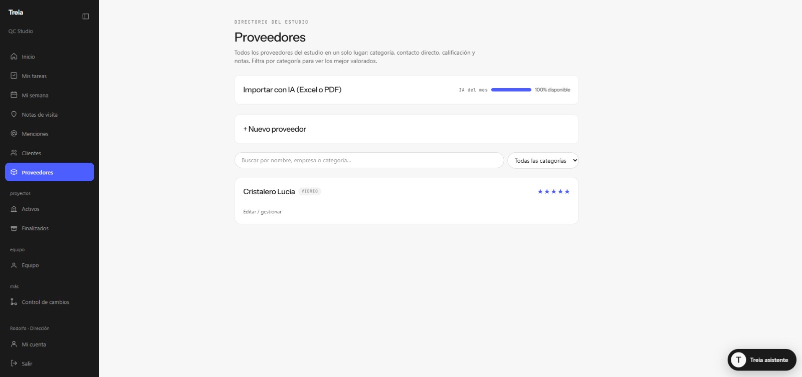 Directorio real de proveedores en Treia